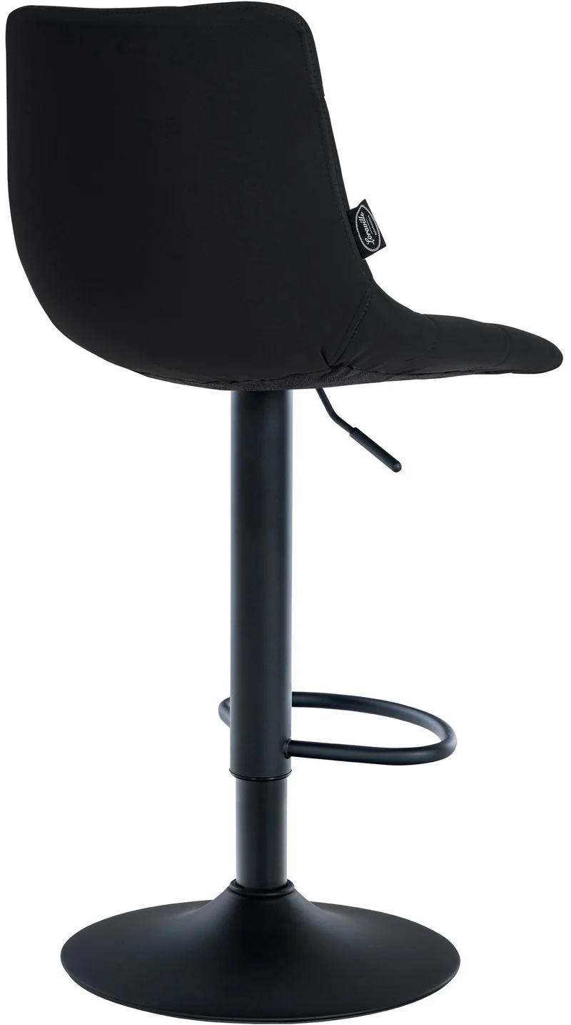 Lot de 2 tabourets de bar en synthétique noir base métal noir mat réglable en hauteur et repose-pieds TDB10637