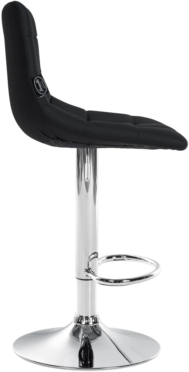 Lot de 2 tabourets de bar en synthétique noir base métal chromé réglable en hauteur et repose-pieds TDB10641