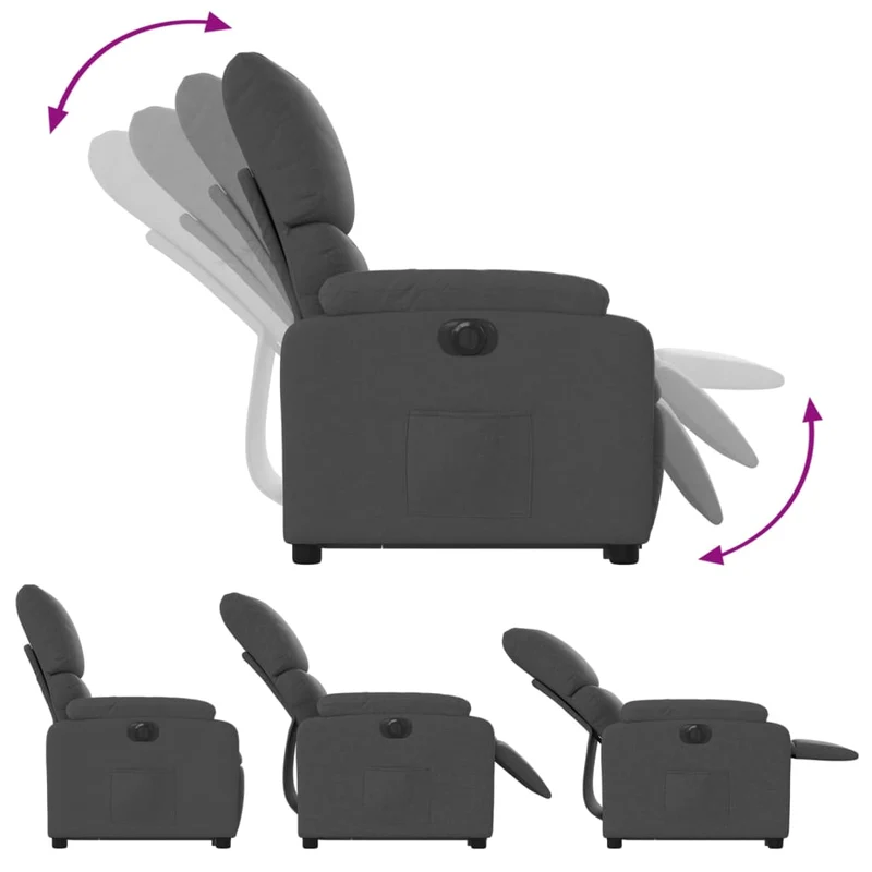 Fauteuil relax TV fonction de levage électrique très confortable en tissu gris foncé DEC028352