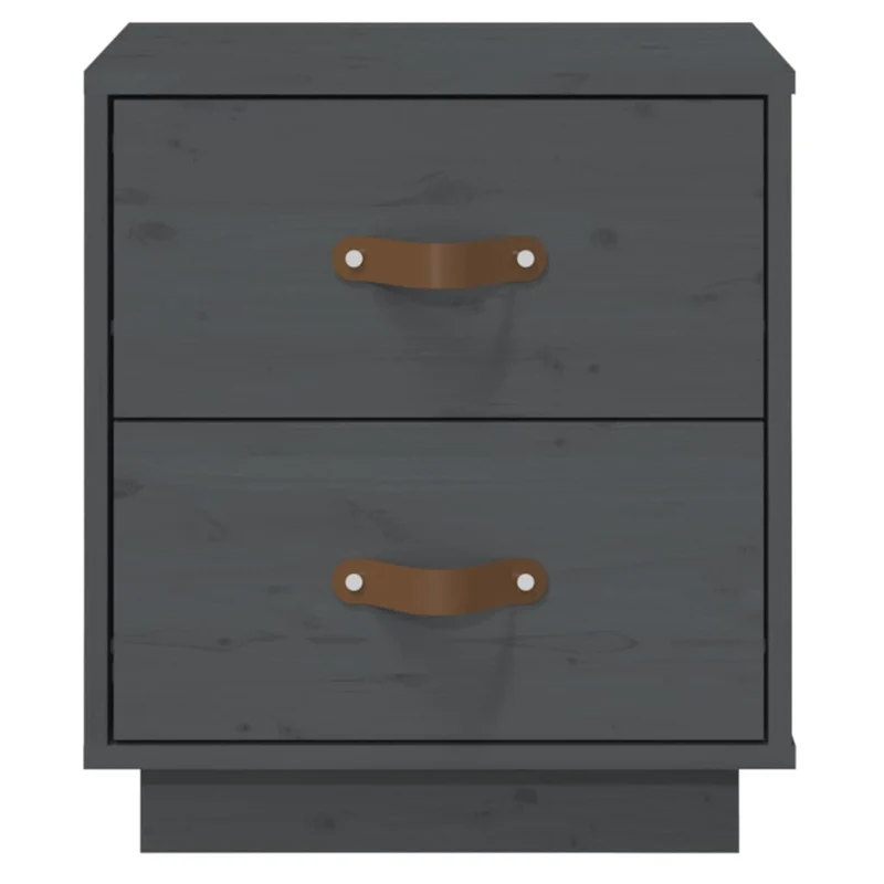 Table de chevet avec deux tiroirs 40 x 34 x 45 cm bois de pin gris DEC036212