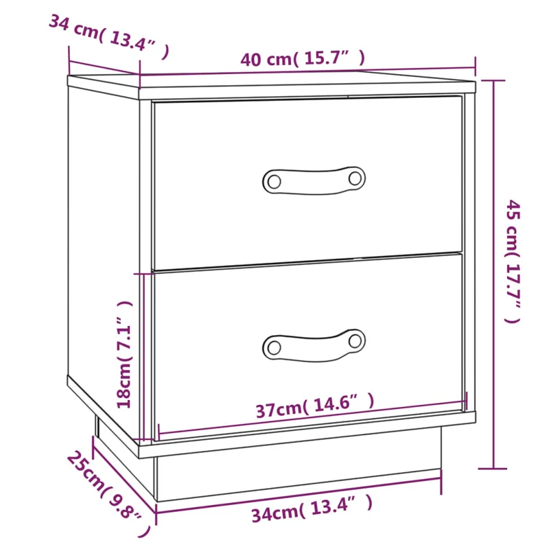 Table de chevet avec deux tiroirs 40 x 34 x 45 cm bois de pin gris DEC036212