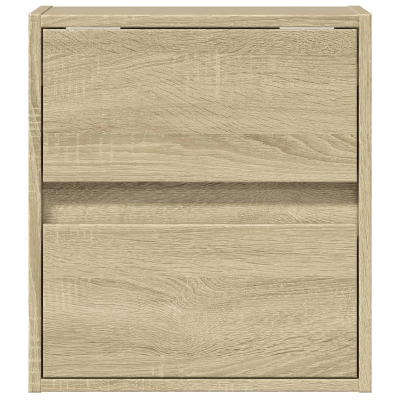 Lot de 2 tables de chevet murales avec lumières LED bois d'ingénierie couleur chêne DEC036146