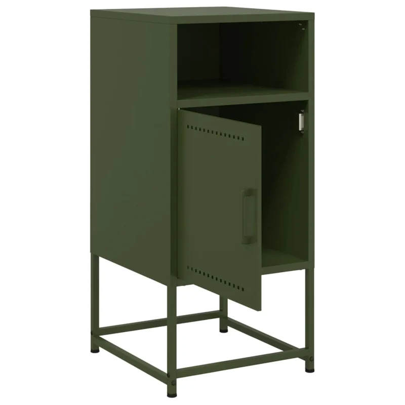 Lot de 2 tables de chevet avec compartiment avec porte 36 x 39 x 78 cm acier vert DEC035775
