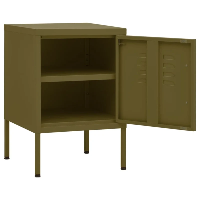 Lot de 2 tables de chevet avec compartiment avec porte 35 x 35 x 51 cm acier vert DEC035761