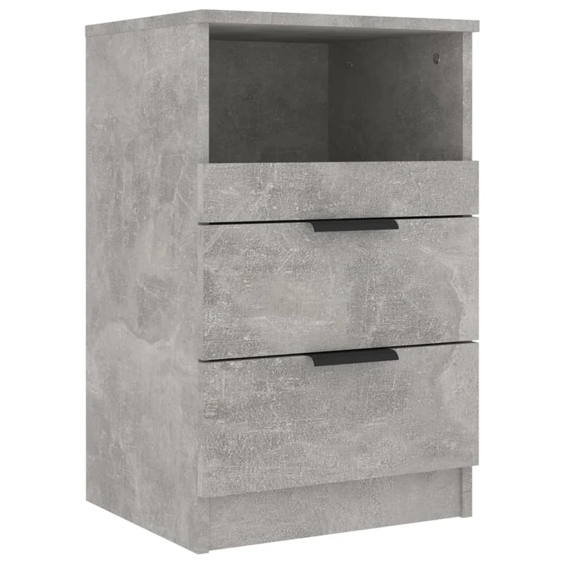 Lot de 2 tables de chevet avec deux tiroirs et compartiment ouvert 40 x 36 x 65 cm bois d'ingénierie gris DEC035408