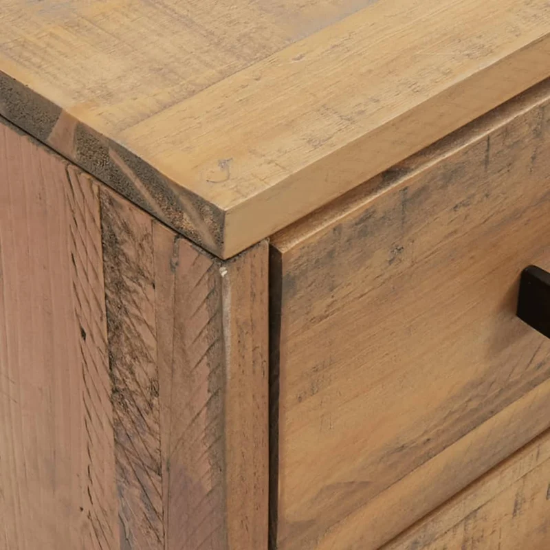 Lot de 2 tables de chevet avec 3 tiroirs 40 x 30 x 55 cm bois de pin marron et métal DEC034761