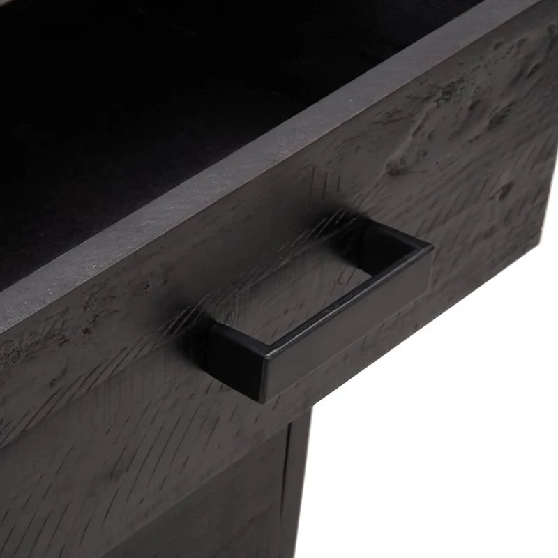 Table de chevet avec deux tiroirs 36 x 30 x 45 cm bois de pin noir DEC034364