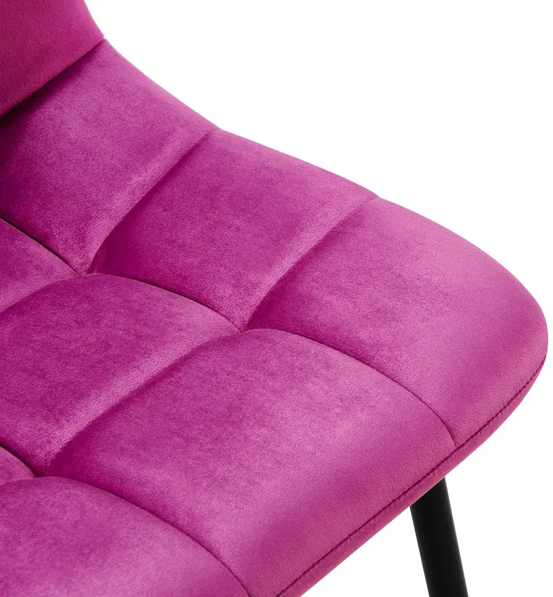 Chaise de salle à manger x1 coutures forme carrées en velours violet pieds en métal noir 10_0001968