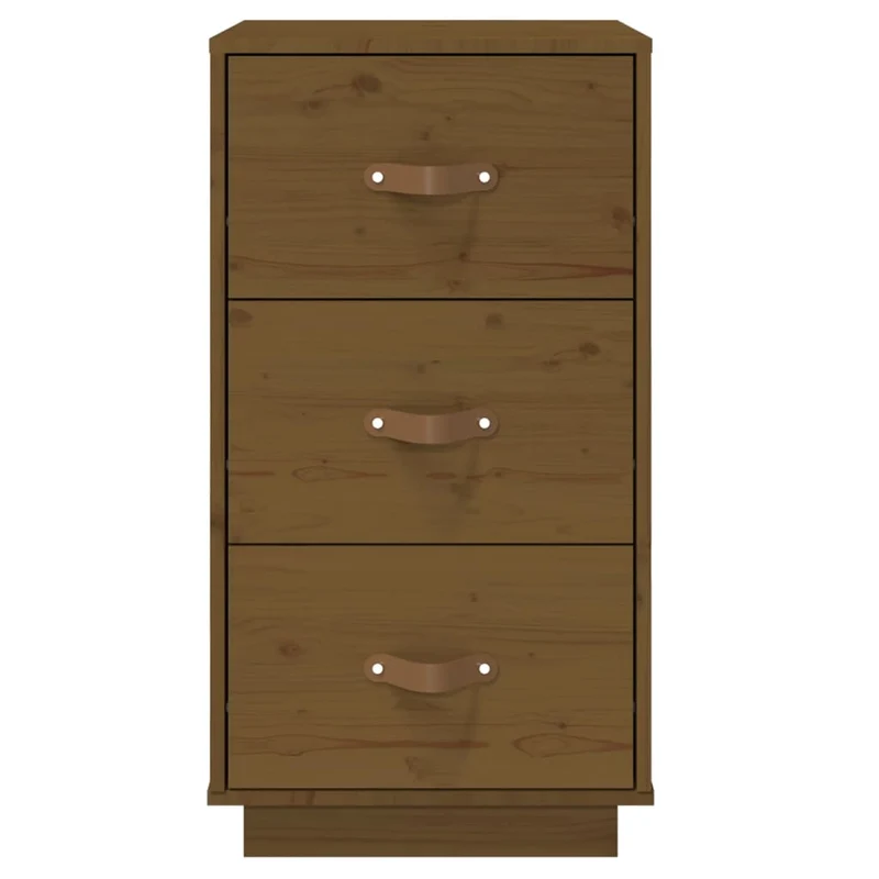 Table de chevet avec 3 tiroirs 40 x 40 x 75 cm bois de pin couleur marron miel DEC036214