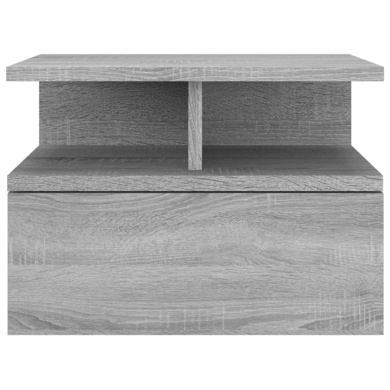 Lot de 2 tables de chevet avec 1 tiroir et compartiments ouverts 40 x 31 x 27 cm bois d'ingénierie gris DEC036001