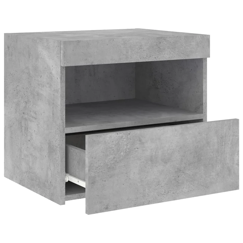 Lot de 2 tables de chevet avec lumières LED avec tiroir 50 x 40 x 45 cm bois d'ingénierie gris DEC035937