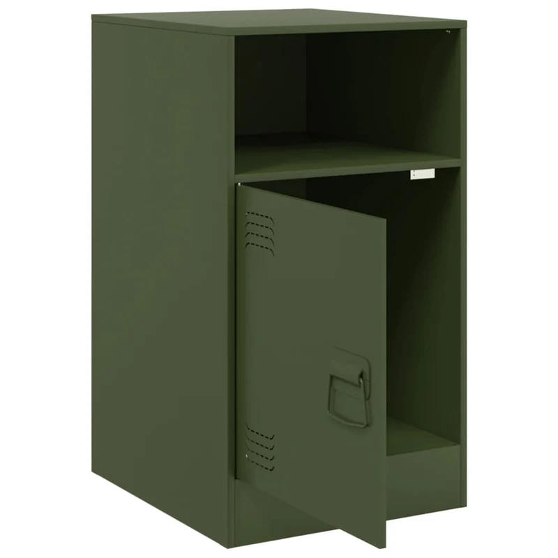 Lot de 2 tables de chevet avec compartiment avec porte 34,5 x 39 x 62 cm acier vert DEC035759
