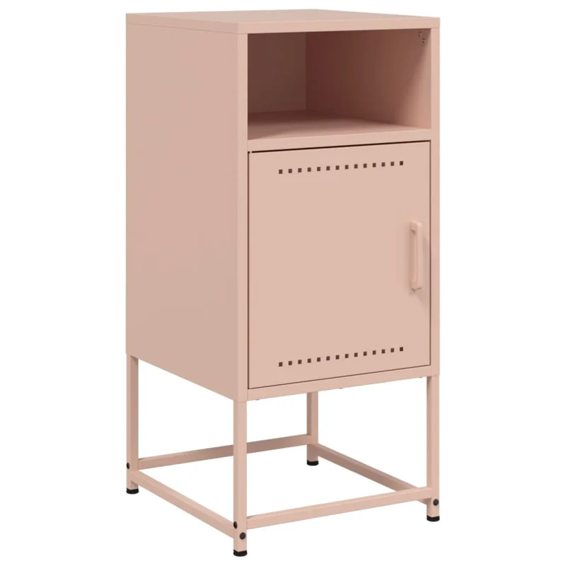 Lot de 2 tables de chevet avec compartiment avec porte 36 x 39 x 78 cm acier rose DEC035640