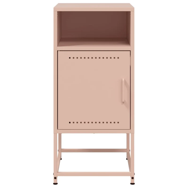 Lot de 2 tables de chevet avec compartiment avec porte 36 x 39 x 78 cm acier rose DEC035640