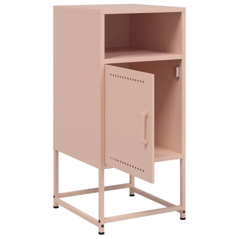 Lot de 2 tables de chevet avec compartiment avec porte 36 x 39 x 78 cm acier rose DEC035640