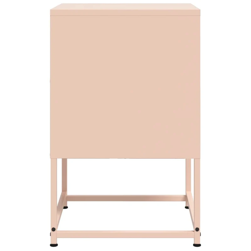 Lot de 2 tables de chevet avec compartiment avec porte 36 x 39 x 60,5 cm acier rose DEC035635
