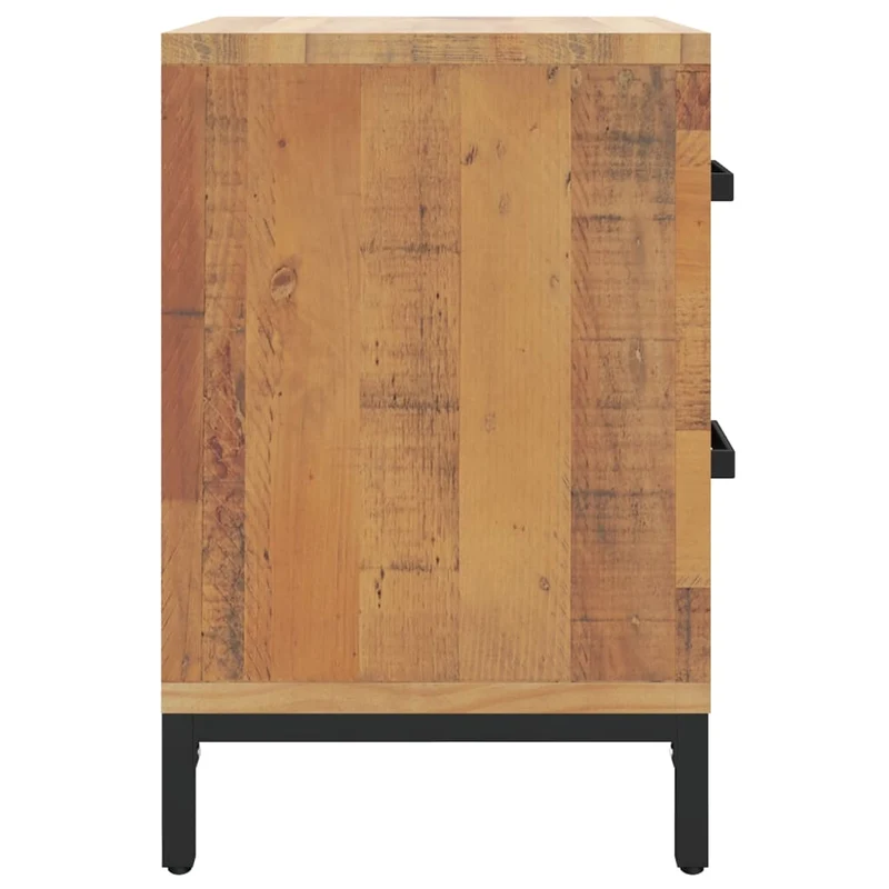 Table de chevet avec deux tiroirs 36 x 30 x 45 cm bois de pin MDF et métal DEC034102