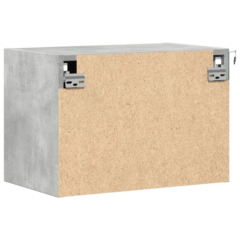 Lot de 2 tables de chevet murales avec lumières LED et compartiment avec porte en bois d'ingénierie gris DEC036157