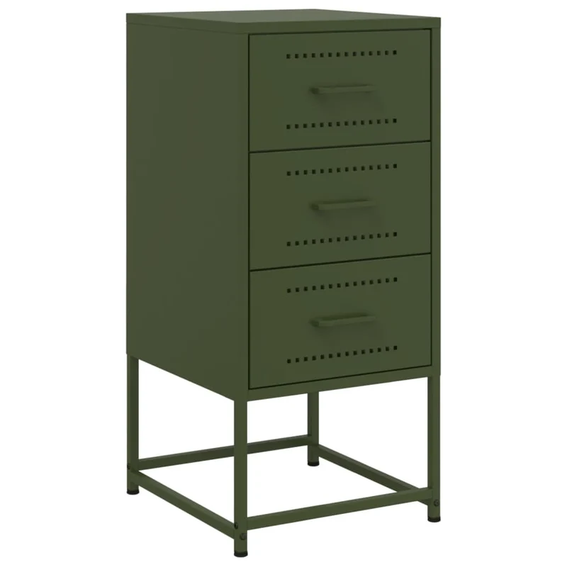 Lot de 2 tables de chevet avec 3 tiroirs 36 x 39 x 78 cm acier vert DEC035774
