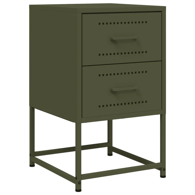 Lot de 2 tables de chevet avec deux tiroirs 36 x 39 x 60,5 cm acier vert DEC035771