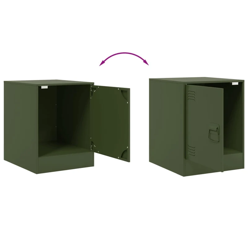 Lot de 2 tables de chevet avec compartiment avec porte 34,5 x 39 x 44 cm acier vert DEC035758