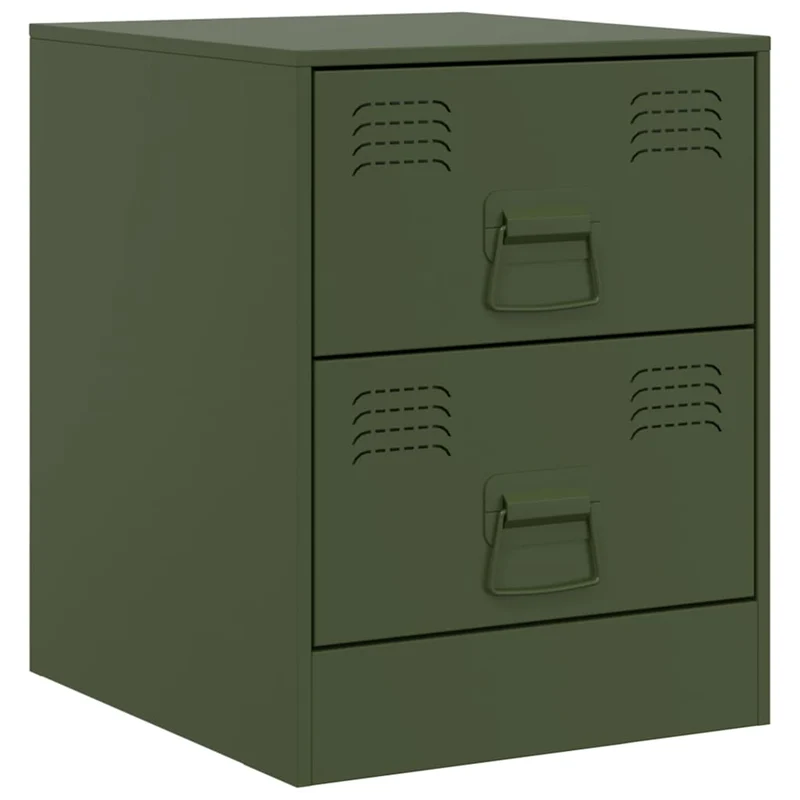 Lot de 2 tables de chevet avec deux tiroirs 34,5 x 39 x 44 cm acier vert DEC035755