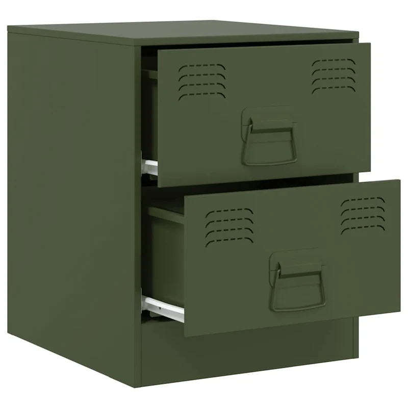 Lot de 2 tables de chevet avec deux tiroirs 34,5 x 39 x 44 cm acier vert DEC035755