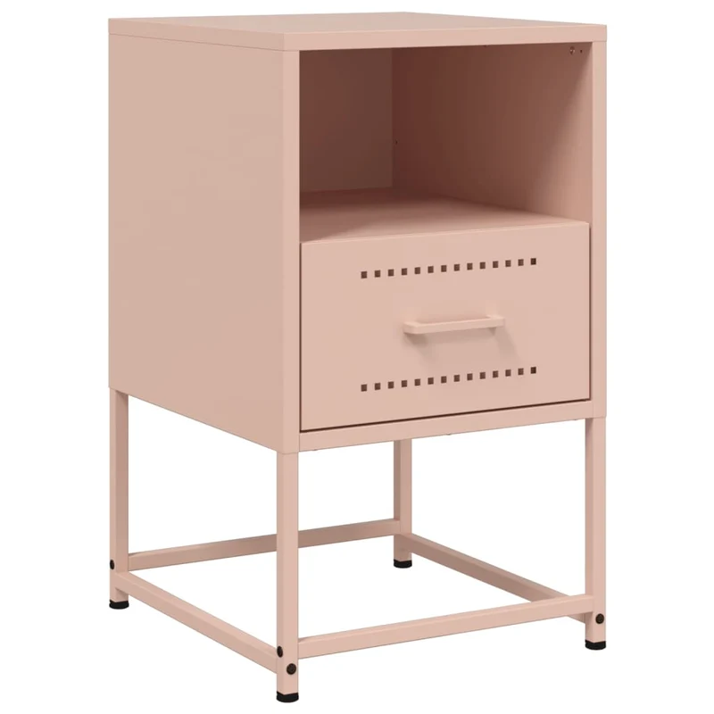 Lot de 2 tables de chevet avec tiroir et compartiment ouvert 36 x 39 x 60,5 cm acier rose DEC035636