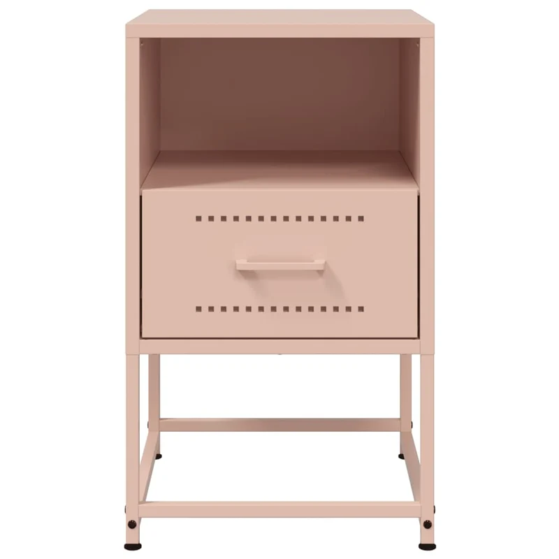 Lot de 2 tables de chevet avec tiroir et compartiment ouvert 36 x 39 x 60,5 cm acier rose DEC035636