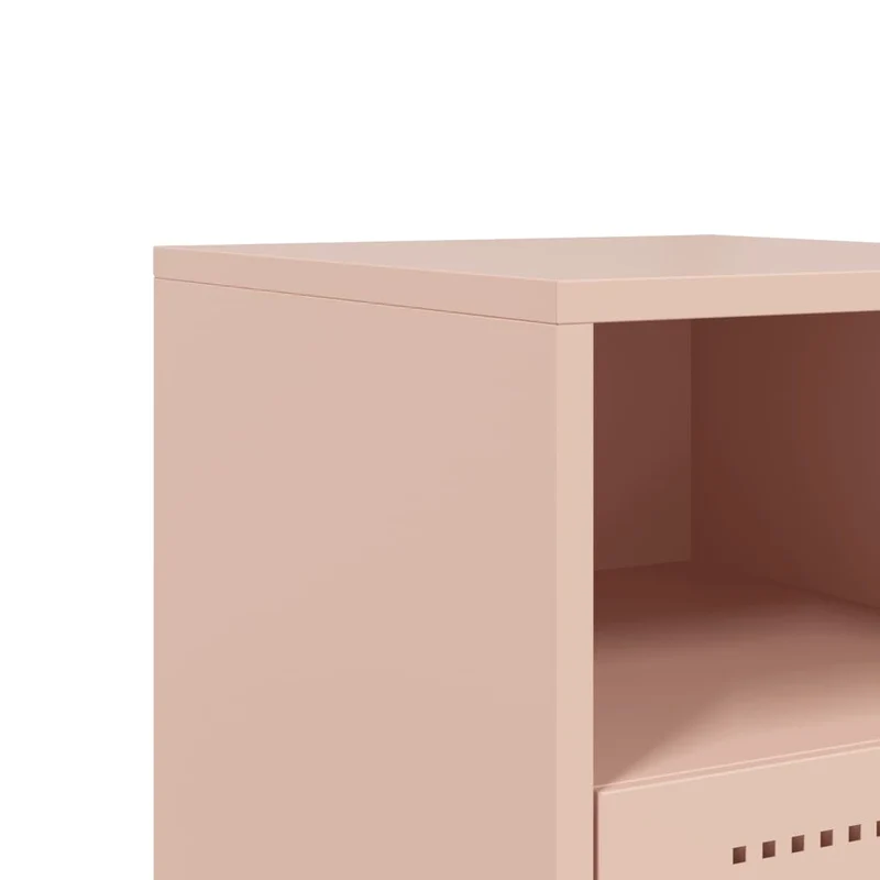 Lot de 2 tables de chevet avec tiroir et compartiment ouvert 36 x 39 x 60,5 cm acier rose DEC035636