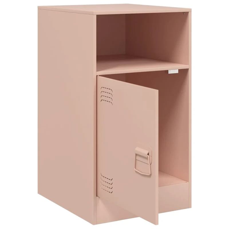Lot de 2 tables de chevet avec compartiment ouvert et fermé 34,5 x 39 x 62 cm acier rose DEC035624