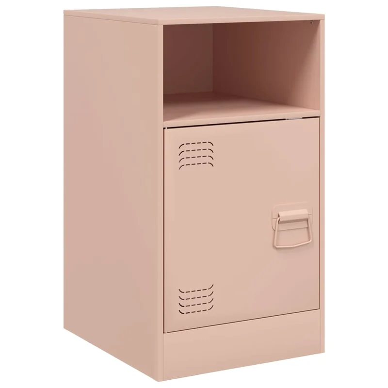 Lot de 2 tables de chevet avec compartiment ouvert et fermé 34,5 x 39 x 62 cm acier rose DEC035624