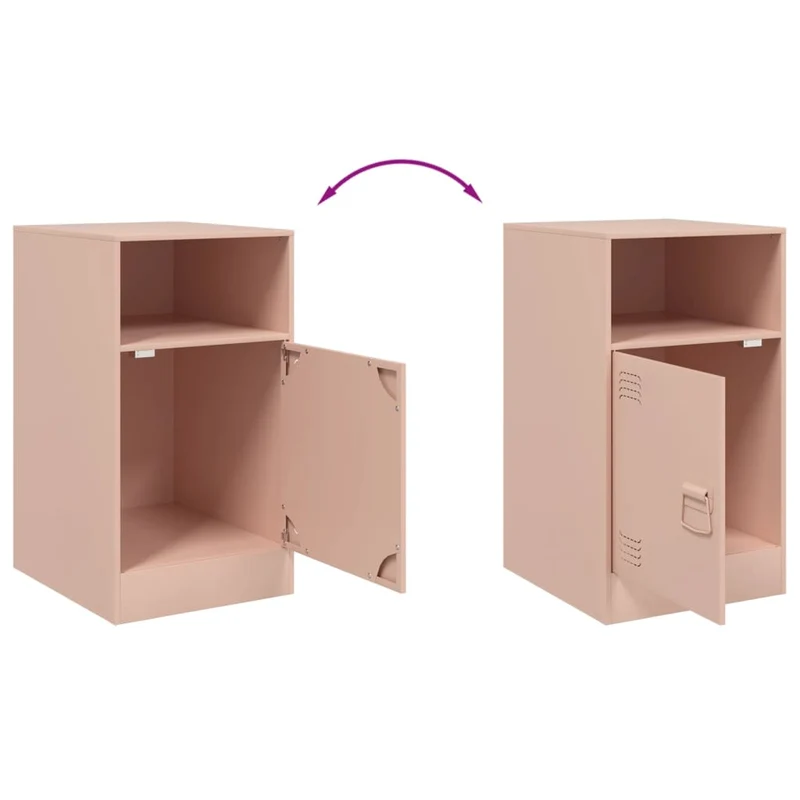 Lot de 2 tables de chevet avec compartiment ouvert et fermé 34,5 x 39 x 62 cm acier rose DEC035624