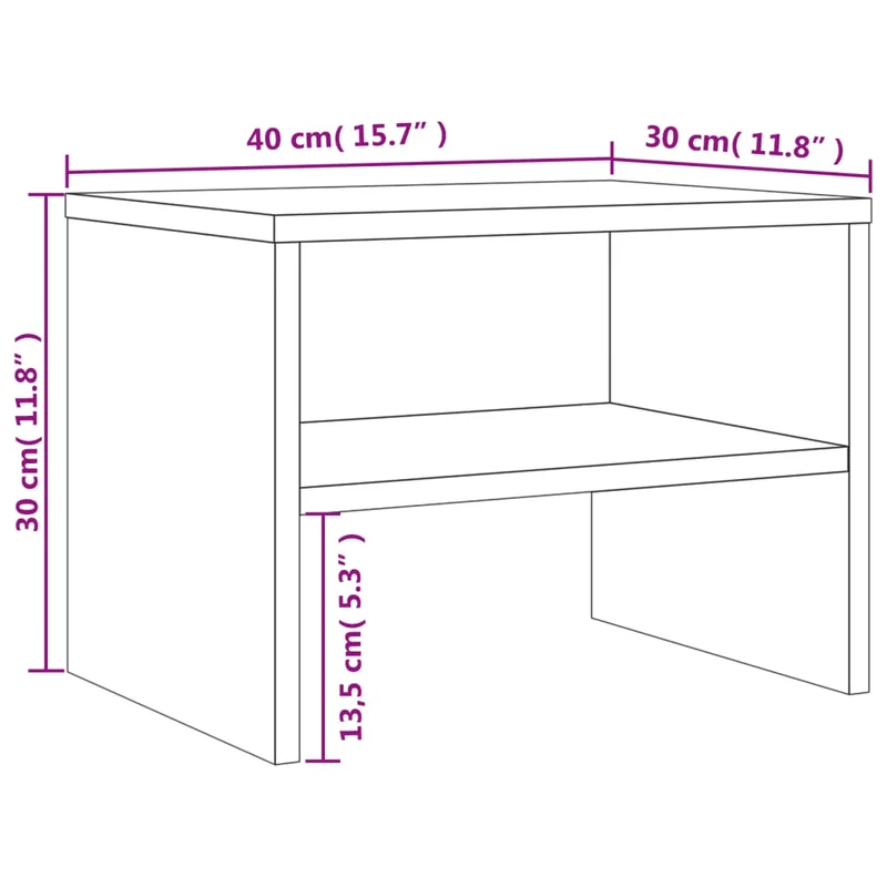 Table de chevet avec étagère 40 x 30 x 30 cm bois d'ingénierie gris DEC034596