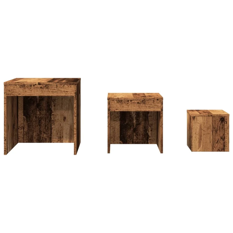Lot de 2 tables d'appoint gigognes en bois d'ingénierie marron DEC032741