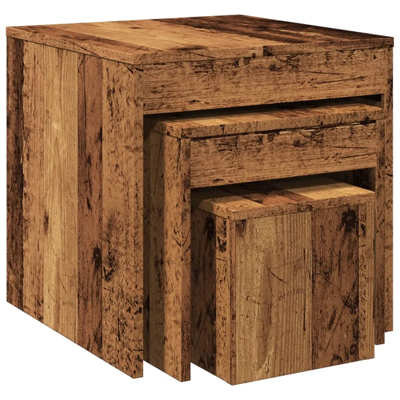 Lot de 2 tables d'appoint gigognes en bois d'ingénierie marron DEC032741