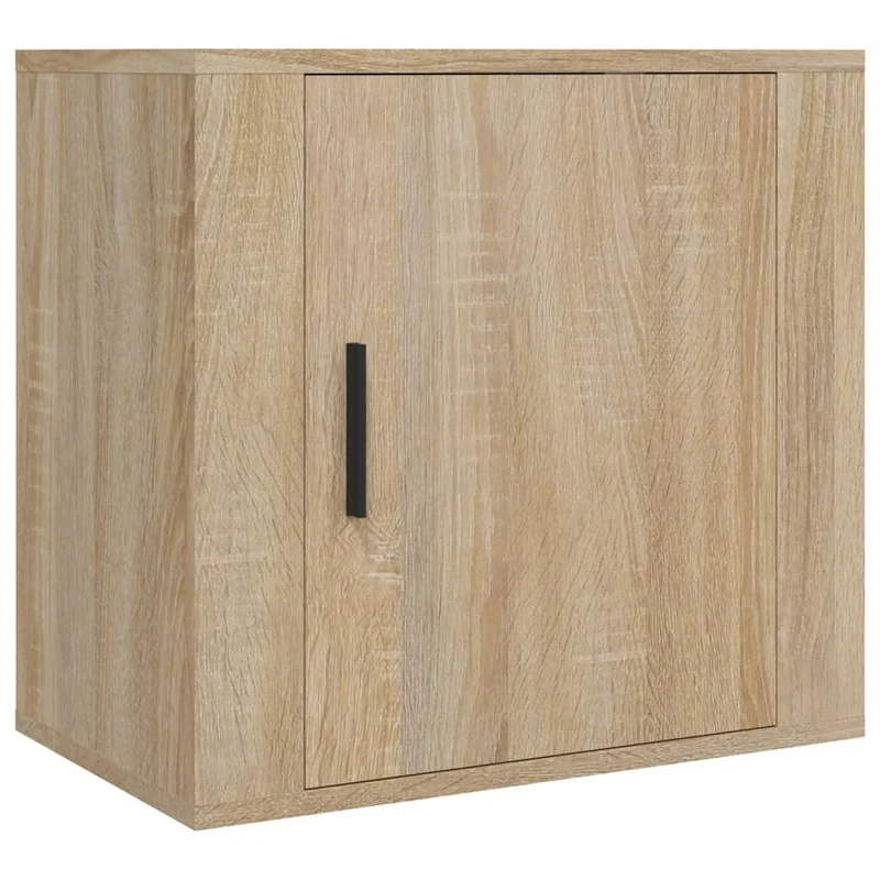 Lot de 2 tables de chevet murales compartiment avec porte 50 x 30 x 47 cm bois d'ingénierie couleur chêne DEC036074