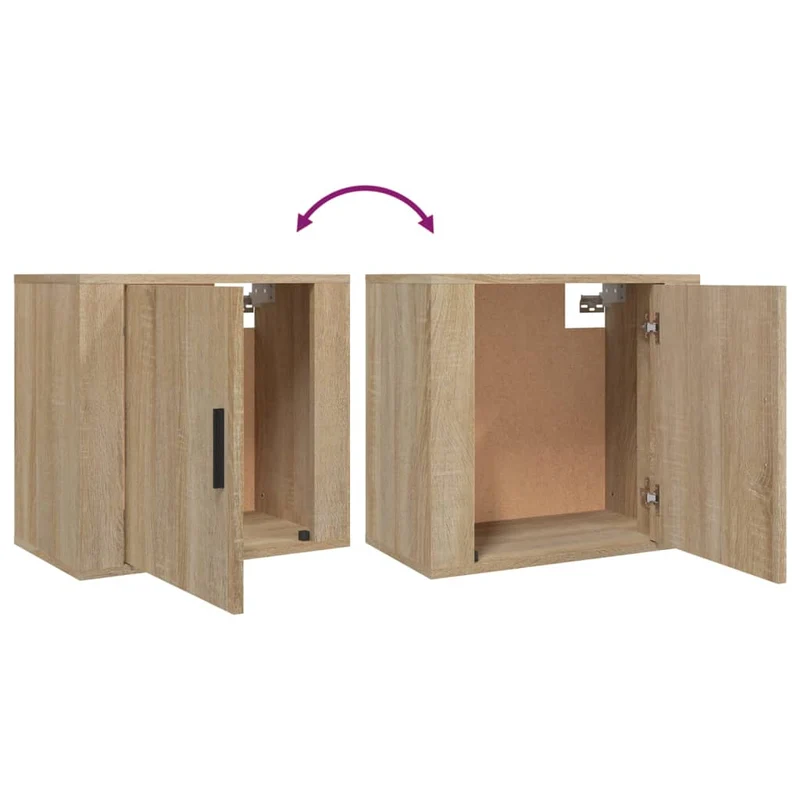 Lot de 2 tables de chevet murales compartiment avec porte 50 x 30 x 47 cm bois d'ingénierie couleur chêne DEC036074