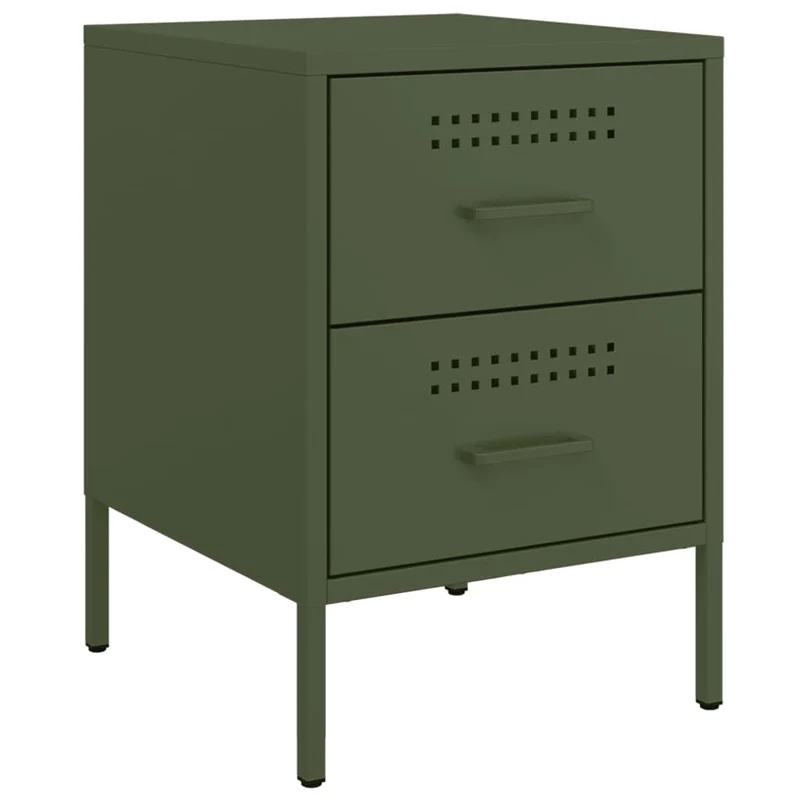 Lot de 2 tables de chevet avec deux tiroirs 36 x 39 x 50,5 cm acier vert DEC035767