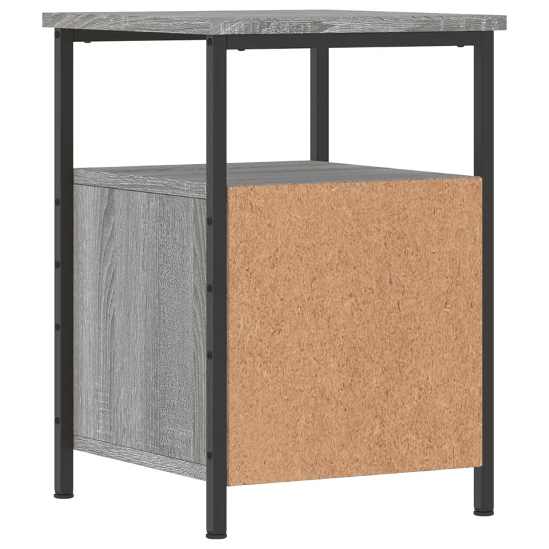Lot de 2 tables de chevet avec tiroirs et étagère 34 x 35,5 x 50cm bois ingénierie gris et fer DEC035648