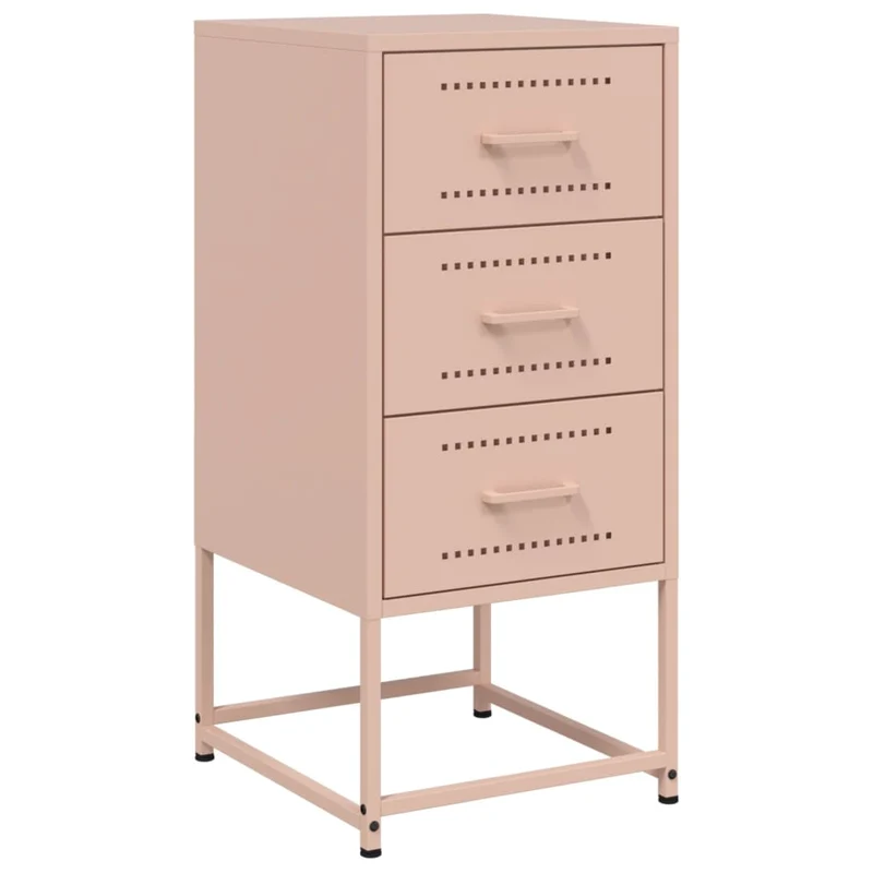 Lot de 2 tables de chevet avec 3 tiroirs 36 x 39 x 78 cm acier rose DEC035639