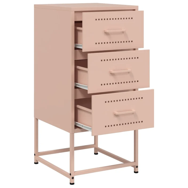 Lot de 2 tables de chevet avec 3 tiroirs 36 x 39 x 78 cm acier rose DEC035639