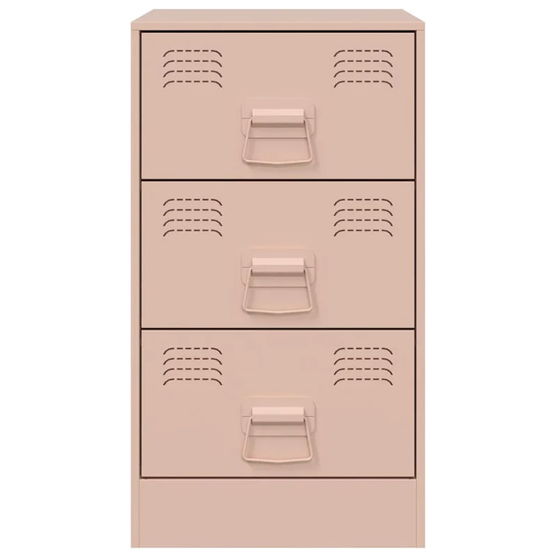 Lot de 2 tables de chevet avec 3 tiroirs 34,5 x 39 x 62 cm acier rose DEC035625
