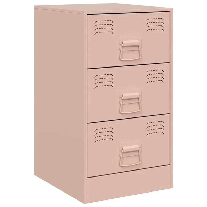 Lot de 2 tables de chevet avec 3 tiroirs 34,5 x 39 x 62 cm acier rose DEC035625