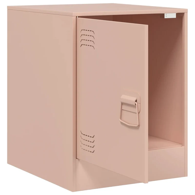 Lot de 2 tables de chevet compartiment avec porte 34,5 x 39 x 44 cm acier rose DEC035621