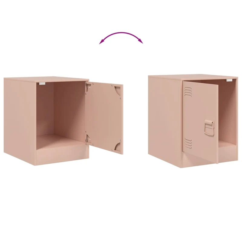 Lot de 2 tables de chevet compartiment avec porte 34,5 x 39 x 44 cm acier rose DEC035621