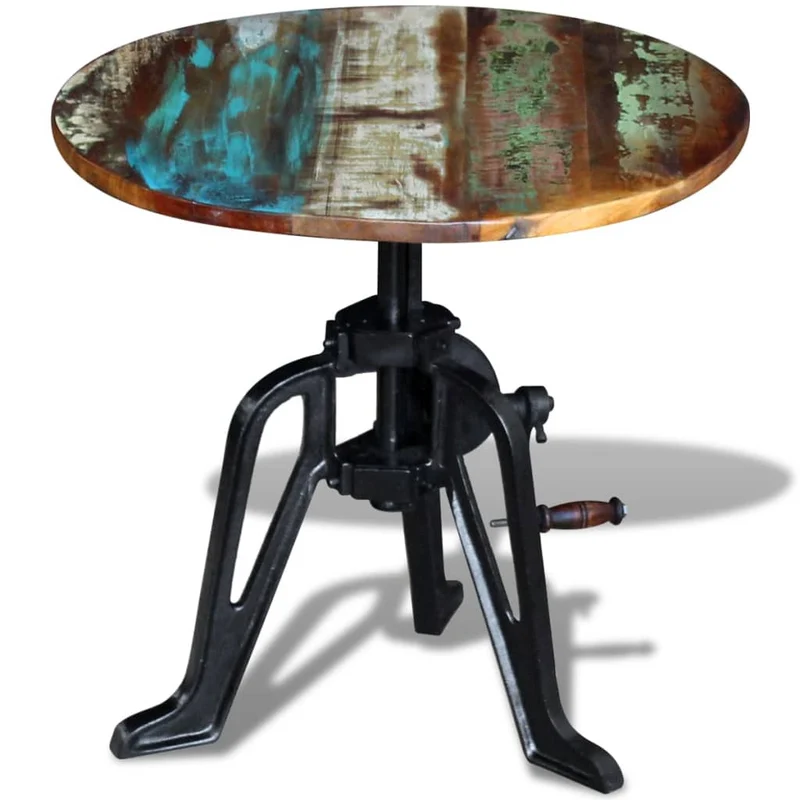 Table d'appoint style industriel en bois de récupération multicolore hauteur réglable 60 x (42-63)cm DEC031475
