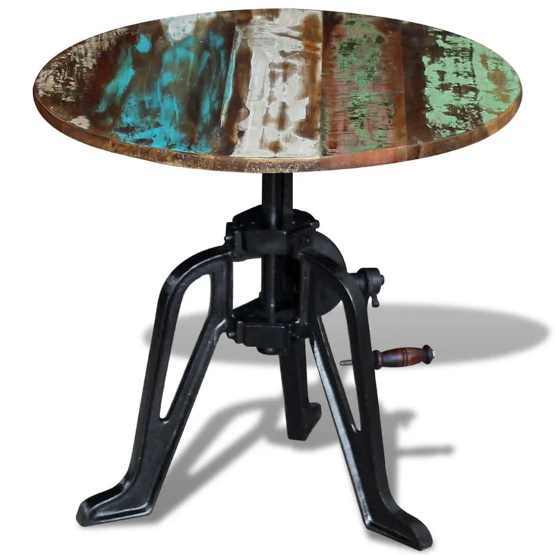 Table d'appoint style industriel en bois de récupération multicolore hauteur réglable 60 x (42-63)cm DEC031475