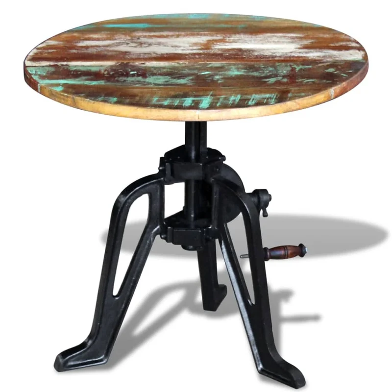 Table d'appoint style industriel en bois de récupération multicolore hauteur réglable 60 x (42-63)cm DEC031475