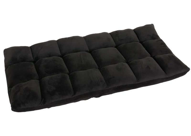Chaise de sol coussin de sol dossier réglable sur 6 positions de relaxation cadre stable velours noir 04_0006365